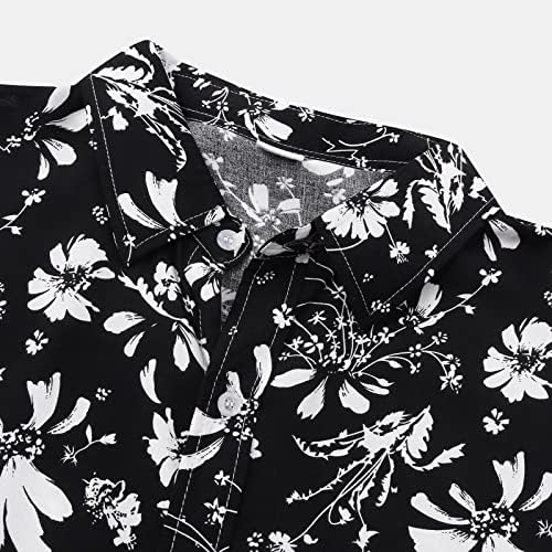 WYBAXZ Noel Ceketler Mens ıçin erkek Rahat Moda Gömlek Tops Hawaii Çiçek Baskılı Gevşek Üst Gömlek Kısa Kollu