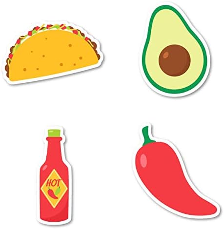 Taco Salı Etiket Paketi Tacos Çıkartmaları-4'lü Paket-Etiket Vinil Çıkartması-Dizüstü Bilgisayar, Telefon, Tablet