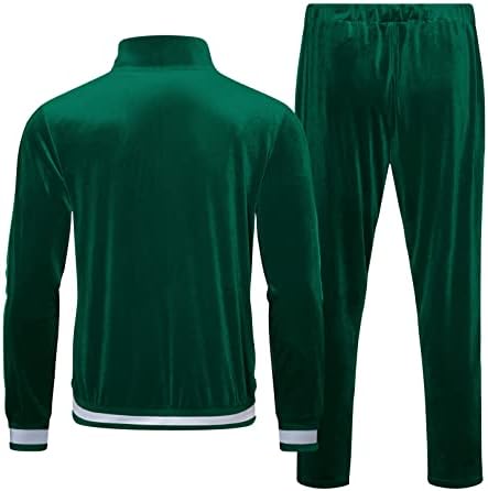 RPOVIG Kadife Eşofman Eşofman Kadife: erkek koşu eşofman takımı 2 Parça Set fermuarlı sweatshirt Ceket cepli pantolon