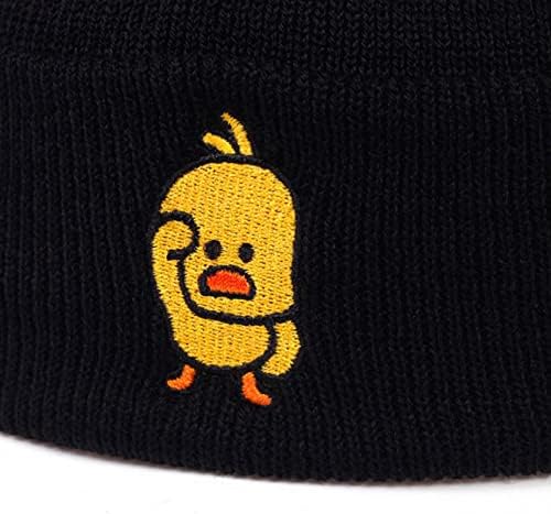 Sonbahar Kış Şapka erkek Kap kadın Şapka Nakış Küçük Sarı Ördek Karikatür Desenler Kasketleri Örme Sıcak Şapka