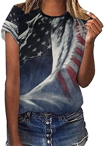 Bayan Yaz gömlekler Kadınlar için Vintage Bağımsızlık Günü Baskı Tees T Shirt Hediye Gömlek Üst Çalışmak