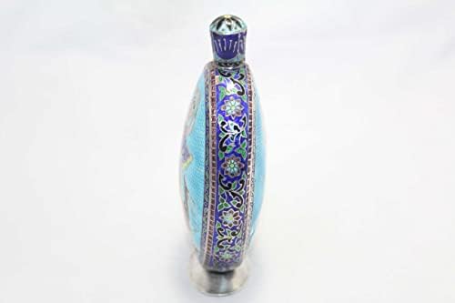 PH Sanatsal Flask Gümüş Emaye Antik Vintage Parfüm Şişesi 925 Kalça El Yapımı B64