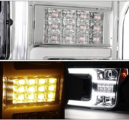ZMAUTOPARTS LED Tüp Sıralı Sinyal Projektör Farlar Krom w / 6 Beyaz DRL ile Uyumlu 2018-2020 Ford F-150