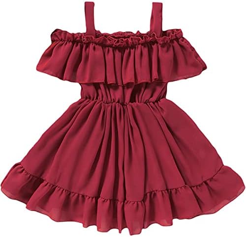 Bebek Küçük Kızlar Şifon Çiçek yaz elbisesi Prenses Ruffles Kolsuz Askı Parti Elbise Etek Sundress