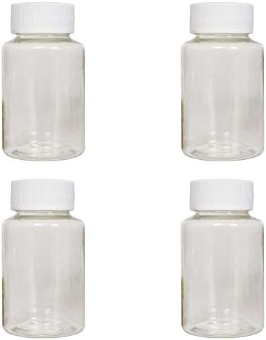 4 Adet 80ml Boş Şeffaf Plastik Hap Şişeleri Katı Toz Kabı Plastik Yuvarlak Katı Toz Kabı Reaktif Depolama Şişesi Beyaz