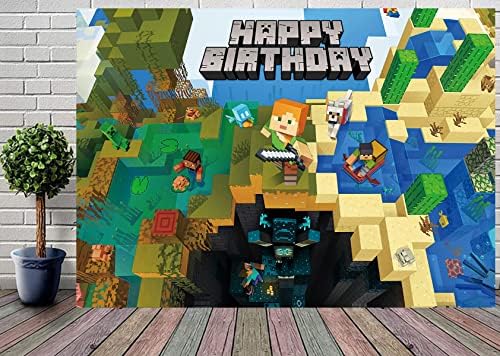 Piksel Parti Malzemeleri Mutlu Doğum Günü Afiş Zemin Büyük Fotoğraf Arka Plan Oyun Yetişkinler için Doğum Günü Partisi