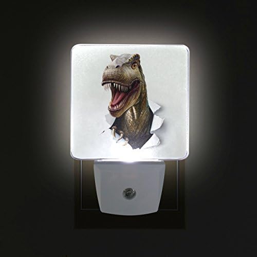 Naanle 2 Set Dinozor T Rex Atlar Kağıt Canavar Hayvan Otomatik Sensör LED Şafak Vakti Gece lamba fişi Kapalı Yetişkinler