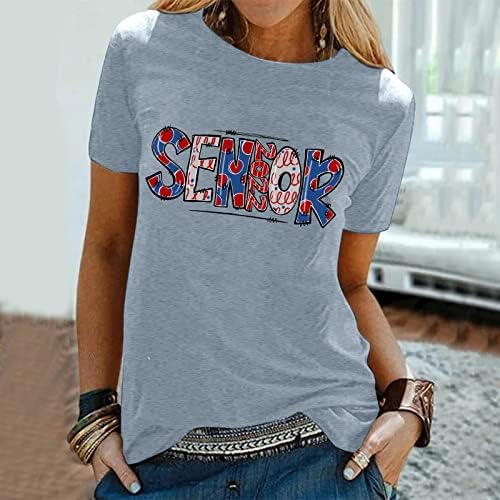 ZDFER kadın Rahat Kısa Kollu T Shirt Mezuniyet Sezon Baskılı Bluz Ekip Boyun Gevşek Yaz Tees Tops Tunik