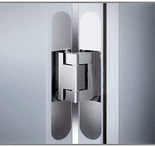 Mat Gümüş 6 inç Gizli Kapı Menteşeleri Görünmez Menteşeler Gizli Menteşeler 3 Yollu Adjustable180 Derece Salıncak