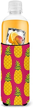 Caroline's Treasures BB5136MUK Pembe Ananas İnce kutular için Ultra Hugger, Can Soğutucu Kol Hugger Makinede Yıkanabilir