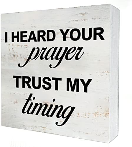 Duydum Dua Güven Benim Zamanlama Ahşap kutu işareti Söyleyerek masa dekoru 5x5 İnç Motivasyon kutu işareti Ahşap Plak