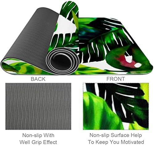 Yoga Mat, Ev Egzersiz için Yoga Paspaslar, Egzersiz Mat, Egzersiz Paspaslar, Pilates Mat, tropikal bitki yeşil yapraklar