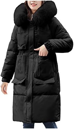 Kapşonlu Kış Kar Ceket Büyük Peluş Yaka Dış Giyim İpli Kapşonlu Aşağı Yastıklı Cep Ceket Ekmek Ceket Kadın Dış Giyim
