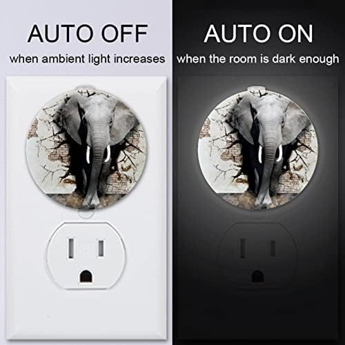 2 Paket Plug-in Gece Lambası LED Gece Lambası Fil Hayvan Alacakaranlıktan Şafağa Sensörü Çocuk Odası, Kreş, Mutfak,