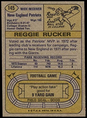 1974 Topps 145 Reggie Rucker Yeni İngiltere Vatanseverleri (Futbol Kartı) NM / MT Vatanseverler Boston U