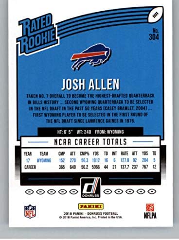 Futbol NFL 2018 Donruss 304 Josh Allen Çaylak RC Faturalarını Derecelendirdi