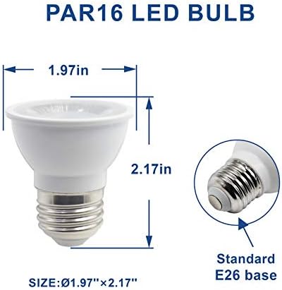 Likanic PAR16 LED Ampuller, 7 W(50 W Eqv.) 500lm E26 Orta Taban Kısılabilir Spot, 35°Işın Açısı 3000K Sıcak Beyaz,