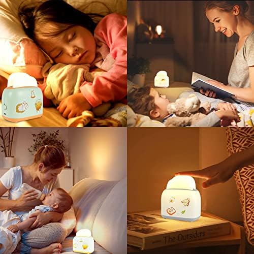THAYLA sevimli gece ışıkları ile USB şarj edilebilir ve Kawaii çıkartmalar çocuklar için Tost lamba ekmek gece lambası