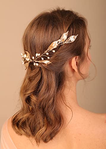Denifery Düğün Yaprakları Saç Sarmaşıklar İnci Düğün Gelin Headpieces Bantlar Düğün saç aksesuarı Gelin ve Nedime