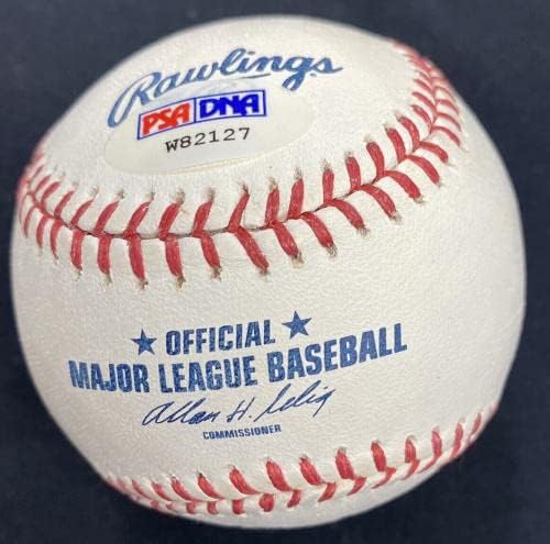 Ernie Banks Bay Cub, Wrigley 100. Yıl Dönümü Logolu Beyzbol PSA/DNA İmzalı Beyzbol Toplarını İmzaladı