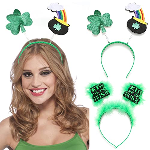JEAİRTS Aziz Patrick Günü Bantlar Pullu Shamrock Saç Çember Yeşil Kafa Boppers Hairband Glitter İrlandalı Yonca Başlığı