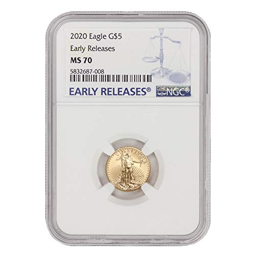 2020 1/10 oz Altın Amerikan Kartalı MS-70 (Erken Sürümler) CoinFolio tarafından 5 $ MS70 NGC