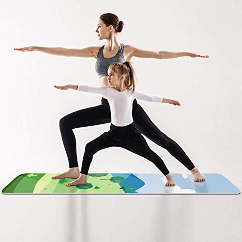 Unicey Kalın Kaymaz Egzersiz ve Fitness 1/4 Yoga mat Bahar Yeşil Manzara Baskı Yoga Pilates ve Zemin Fitness Egzersiz
