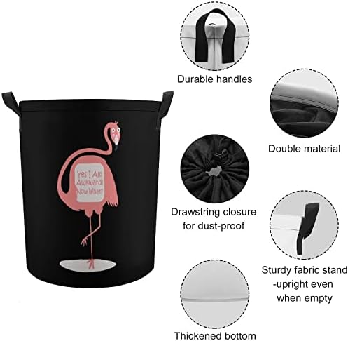 Komik Garip Flamingo katlanır çamaşır sepeti Mühürlü Giysi Sepeti Organizatör İçin Dayanıklı Saplı Yatak Odası Banyo