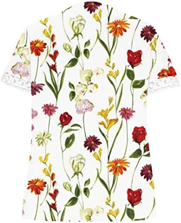 Kızlar Casual Bluzlar Kısa Kollu Bluz Gömlek V Boyun Dantel Spandex Grafik Tüy Sonbahar Yaz Bluzlar 0W