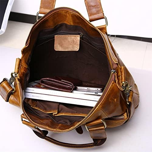 N / A Erkek Çanta Vintage Laptop Evrak Ofis omuz çantaları Tote Erkek çapraz postacı çantası (Renk: Kahve)