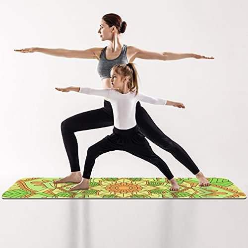 Siebzeh Sarı Yeşil Yaprak Şekilli Çiçek Kaleidoscope Desen Premium Kalın Yoga Mat Çevre Dostu Kauçuk Sağlık ve Fitness