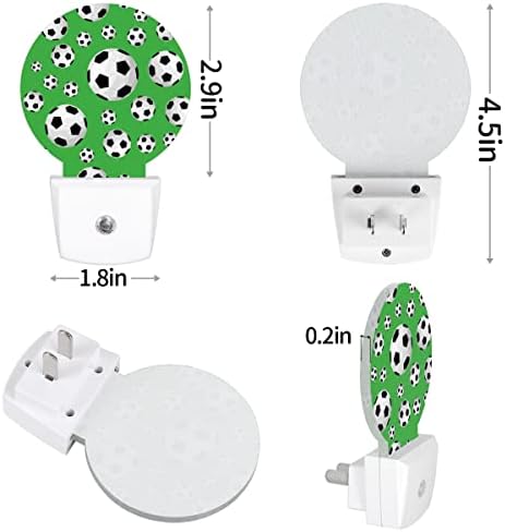 DXTKWL futbol Futbol Desen Baskı Yuvarlak gece ışıkları 2 paket, spor Topu Plug-in LED Gece Lambası Otomatik Şafak