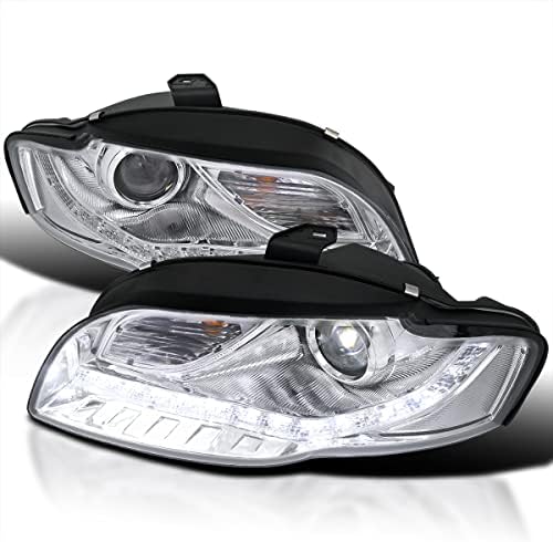 SPEC-D TUNİNG LED Krom Konut Şeffaf Lens Projektör Farlar Kafa Lambaları ile Uyumlu 2006-2008 Audi A4 Tüm, sol + Sağ