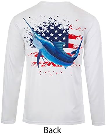 Kobalt1 Erkek 2T - 18 Amerikan Bayrağı Marlin Su Sporları Balıkçılık UPF Performans Gömlek
